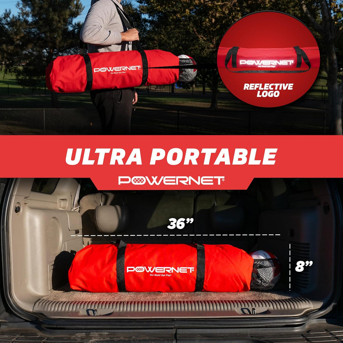 PowerNet Four Square Volleyball Net, Fun New Game, Play at The Park or Beach, 2 Versions