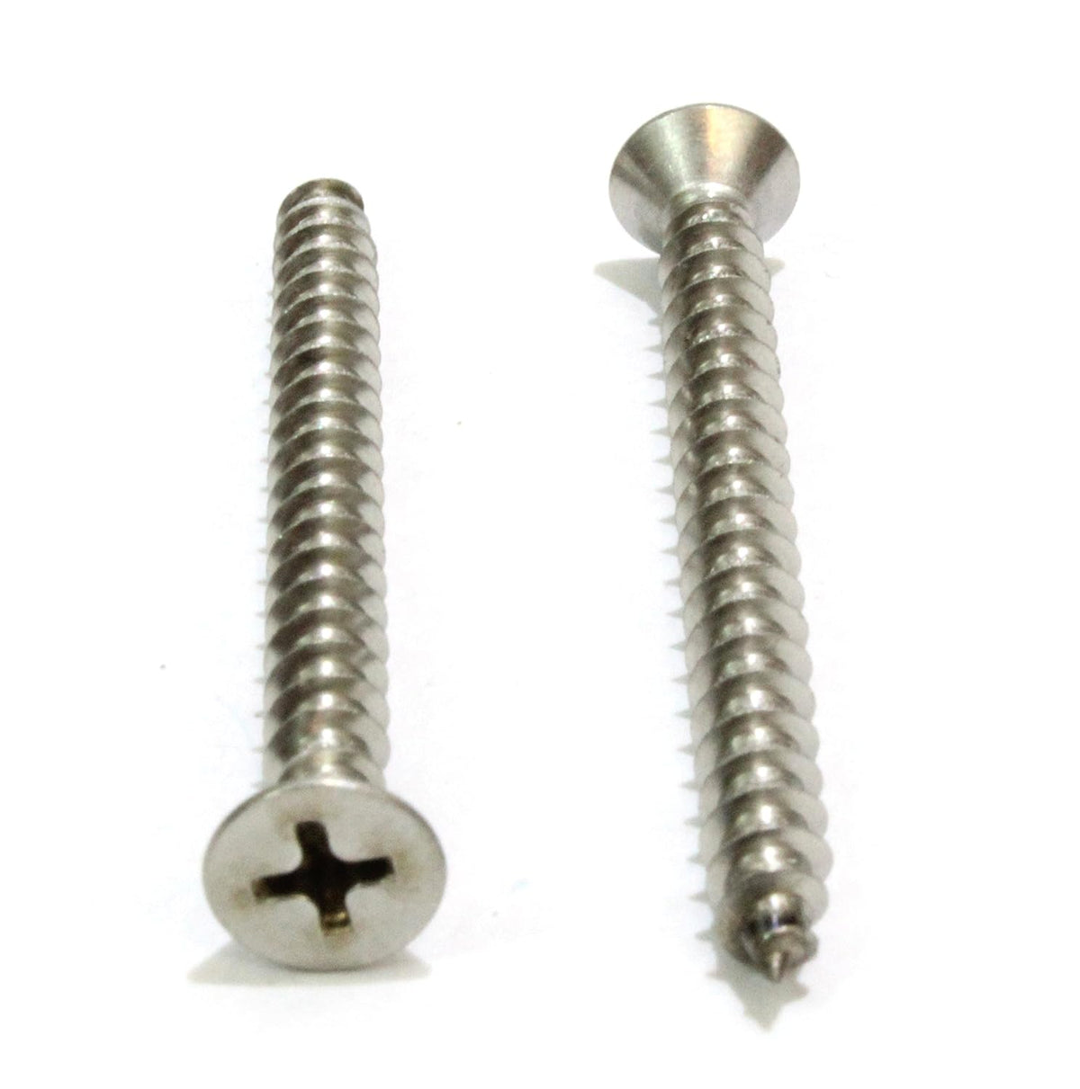 Bolt Dropper #10 X 2'' Stainless Steel Flat Head Phillips Wood Screw, (100 pc), 18-8 (304) Stainless Steel Sheet Metal Screws - Type A Point, Plain Finish
