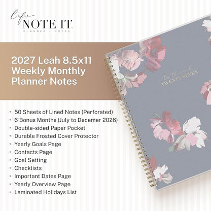 Blue Sky Life Note It 2027 Weekly & Monthly Planne Calendar, 8.5"x11", Leah