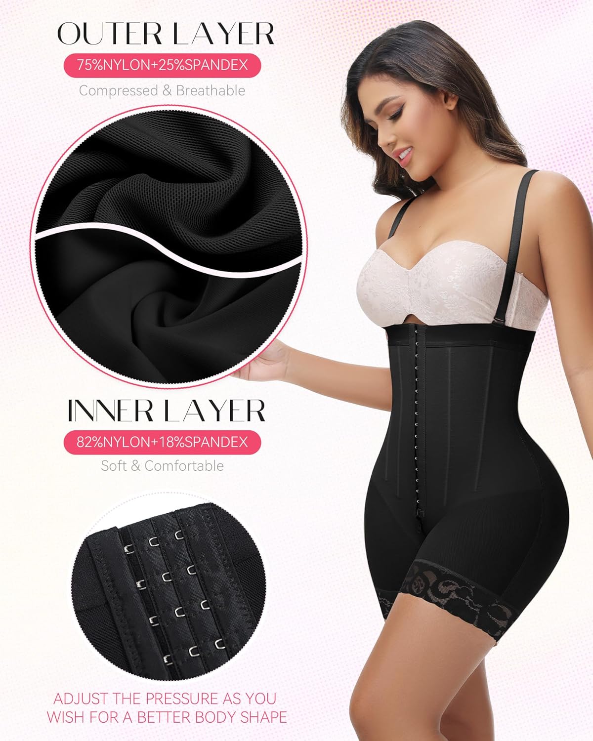 SHAPSHE Faja Colombianas Moldeadoras Body Shaper Strapless Shapewear Stage High Compression Garment Butt Lifter Tummy Control