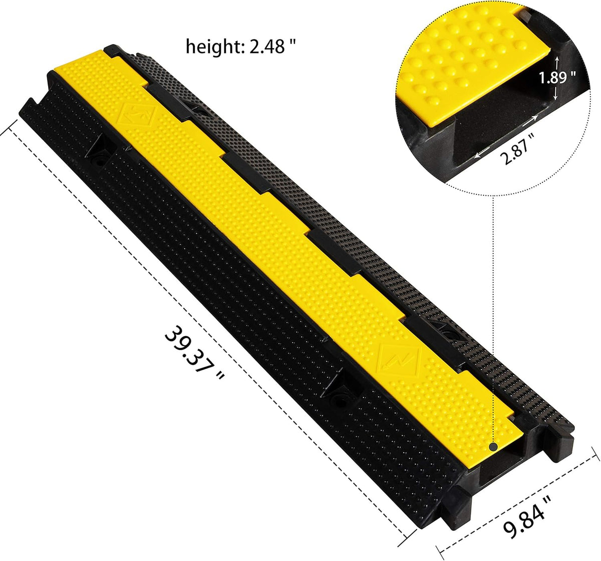 4 Pack Rubber Cable Ramp Hose Cable Protector Ramp 1 Channel 22000Lbs Load Capacity Traffic Speed Bump Wires Power Lines Extension Cord Cover for Indoor Outdoor