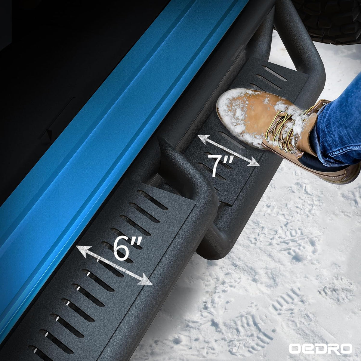 OEDRO Running Boards Compatible with 2019-2025 Chevy Silverado/GMC Sierra 1500, 2020-2025 2500HD 3500HD Crew Cab(Excl. 2019 1500 LD/Limited), Bolt-on Side Steps Steel Nerf Bars