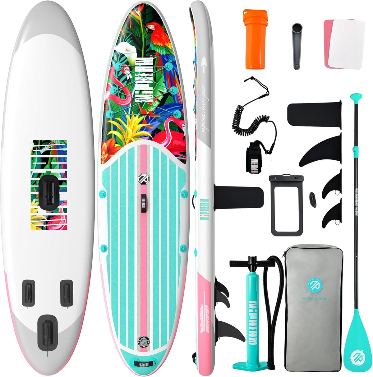 Niphean Inflatable Stand Up Paddle Board with SUP Accessories, Anti-Slip EVA Deck, 10’6’’ Inflatable Paddle Boards for Adults & Youth of All Skill Levels