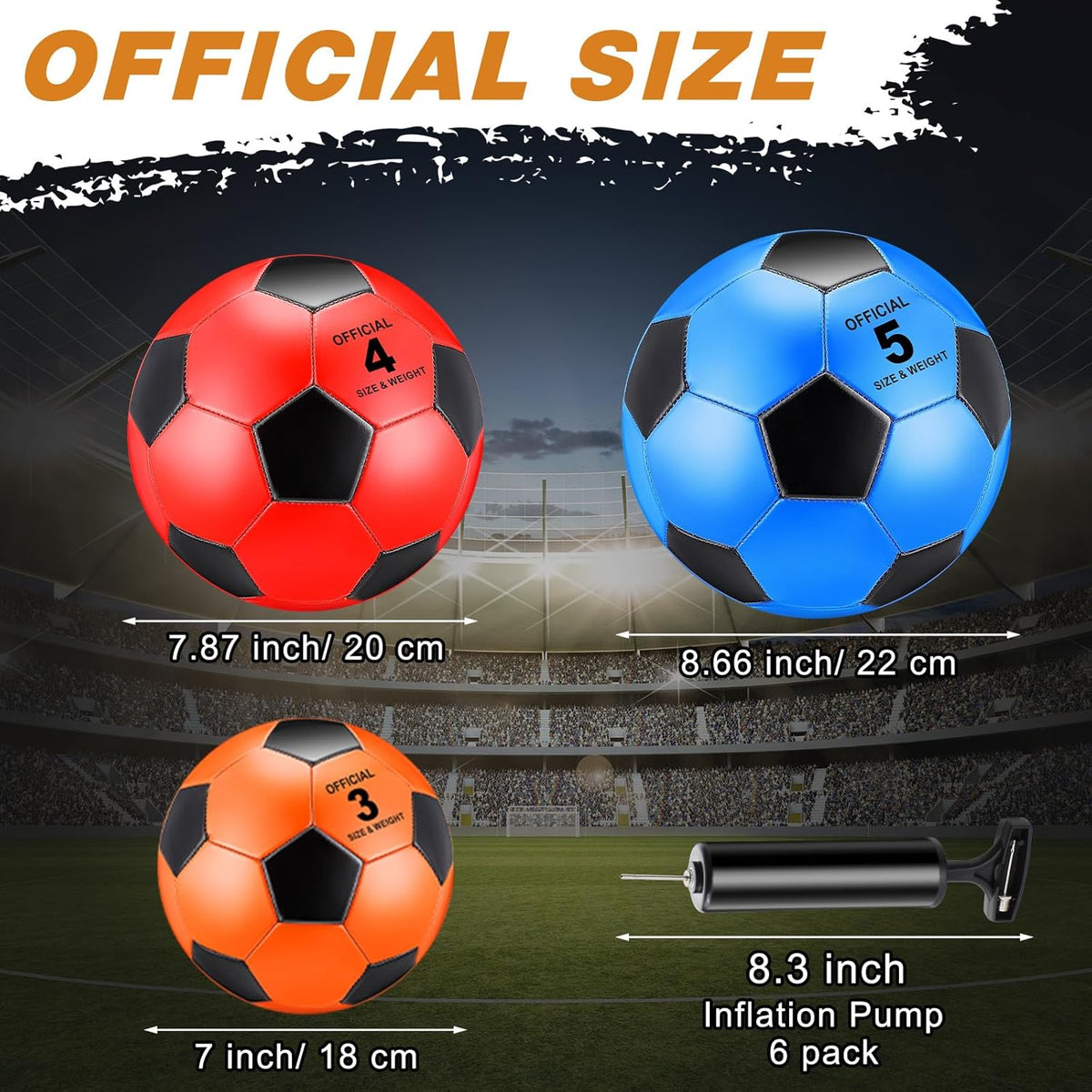 12 Pack Operation Christmas Bulk Items Soccer Ball with Pump Needles, Official Size 3/4/5 Soccer Ball Deflated Gift for Christian Charity Donation Training Practice