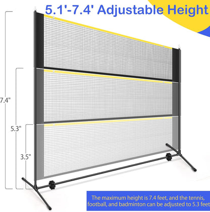 Badminton Pickleball Net, Adjustable Height Portable Badminton Net-2-in-1 Volleyball and Badminton Set, Pickleball Net for Tennis Indoor Outdoor Court