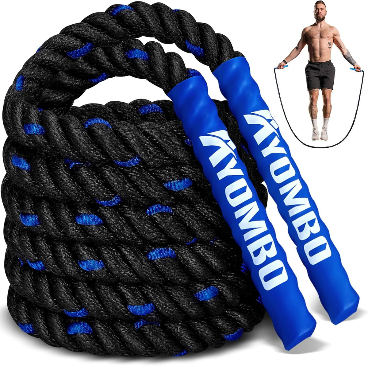 Jump Rope, Weighted Jump Rope for Fitness, Heavy Jump Ropes for Men Women Kids, Battle Skipping Ropes for Exercise, Suitable for Boxing, Cardio, Training Muscle Speed Home Gym Workout Equipment