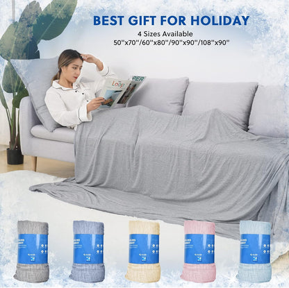 HOMFINE Cooling Blankets for Hot Sleepers - Summer Blanket Thin Lightweight Breathable Soft Double Side Enhanced Cooling for Bed Couch Sofa, Keep Cool for Night Sweats (Grey, 60 x 80 inches)