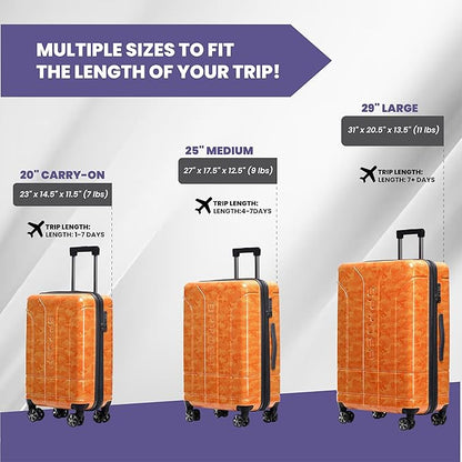Spyder Matrix 29 Inch Large Luggage Expandable Hardside Upright Suitcase with 360° Spinner Wheels, TSA Approved Lock, Orange
