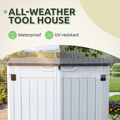 GOOBED Horizontal Shed with Padlock Latch, Outdoor Storage Shed for Backyard and Garden, 35 Cu Ft Small Storage, Waterproof, Easy Assembly, Light Gray