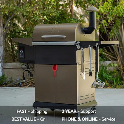 Z GRILLS 8-in-1 Outdoor BBQ Grill with PID 2.1 Controller, Wood Pellet Smoker, Auto Temperature Control, Huge Storage Cabinet Side Shelf with Tool Hooks, 572 sq in Cooking Area for Camping Party
