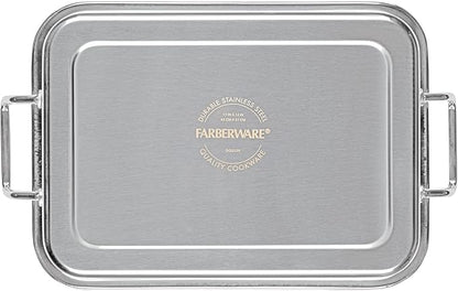 Farberware Classic Traditions Stainless Steel Roaster/Roasting Pan with Rack, 17 Inch x 12.25 Inch