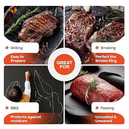 Black Butcher Paper 18" x 12000" (1000 feet) with Cutter - USA-Made Natural Butcher Paper Roll for Meat & Fish - Uncoated Food-Grade Material for Grilling - BBQ Papers for Smoking by IDL Packaging
