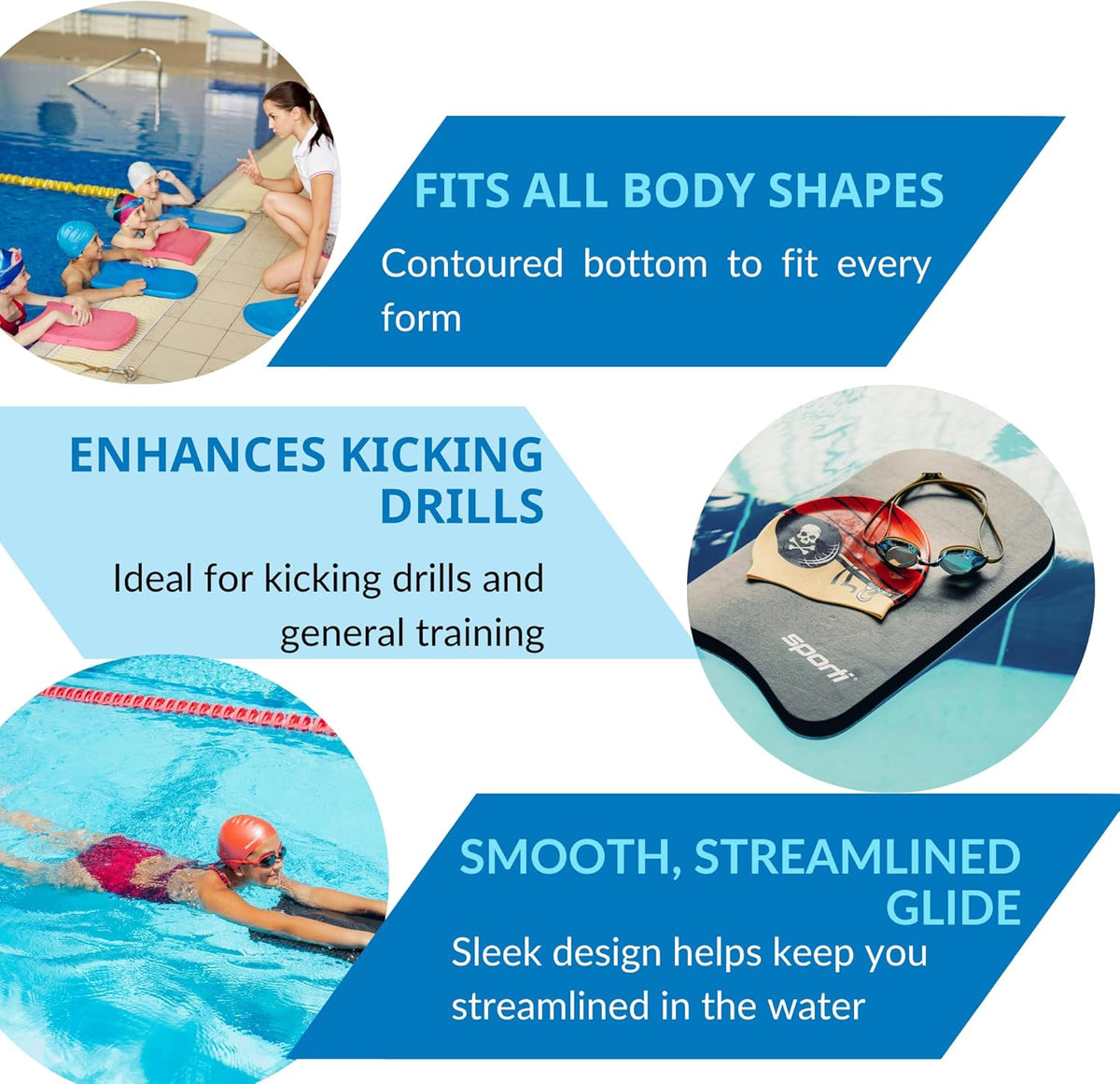 Sporti Kids Kickboard for Swim Training Lesson, Swimming Kickboard for Junior, Water Board for Kids, Swimming Training Aid