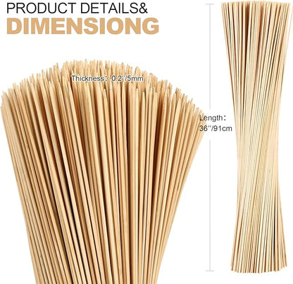 Suclain 500 Pcs Marshmallow Roasting Sticks 36" Long 5mm Thick, Smores Sticks Bamboo Skewers BBQ Kabob Grilling Barbecue Roasting Camping for Outdoor Fire Pits Campfires