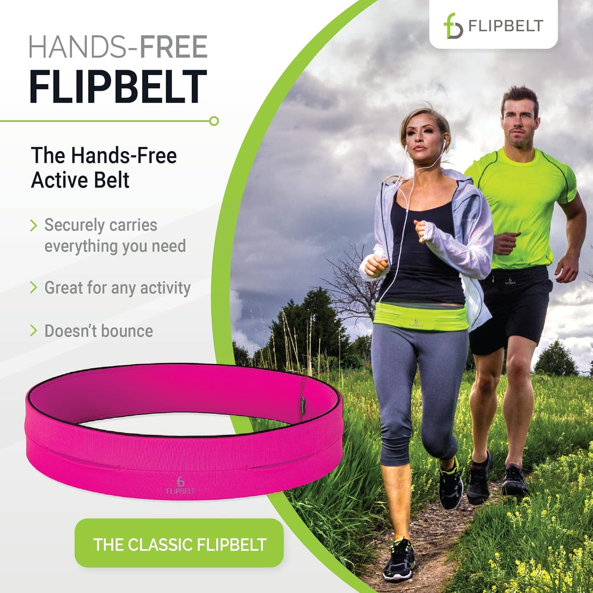 FlipBelt Classic Running Belt, Running Fanny Pack for Women and Men, USA Company