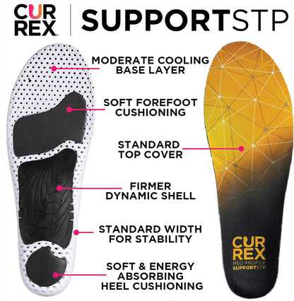 CURREX SupportSTP – Arch Support Insole w/Superior Cushioning & Airflow, Heavy Duty Shell for Less Fatigue – Comfort, Athletic, Casual and Work Shoe Inserts, Men & Women – High Arch, Large