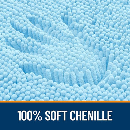 OLANLY Large Bathroom Rugs 47x32, Extra Soft Absorbent Chenille Bath Rugs, Rubber Backing Quick Dry, Machine Washable Bath Mats for Bathroom Floor, Tub and Shower, Home Decor Accessories, Sky Blue