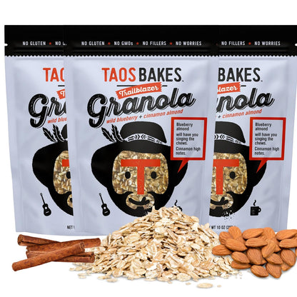 Taos Bakes - Wild Blueberry & Cinnamon Granola - Crunchy Granola Breakfast Snack - Gluten Free, No GMOS, No Fillers - 10 oz (Pack of 3)