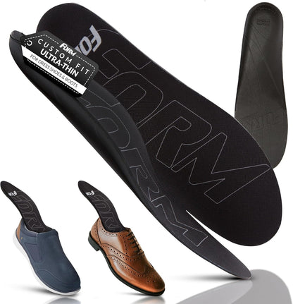 Ultra-Thin Plantar Fasciitis Insoles Designed for Comfort & Maximum Pain Relief, Ideal for Dress Shoes & Boots | Black (Women's 5.5-6)