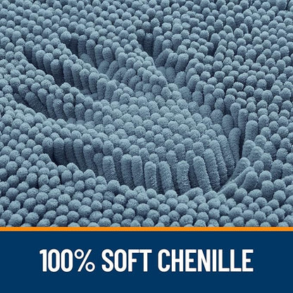 OLANLY Small Bathroom Rugs 24x16, Extra Soft Absorbent Chenille Bath Rugs, Rubber Backing Quick Dry, Machine Washable Bath Mats for Bathroom Floor, Tub and Shower, Home Decor Accessories, Airy Blue
