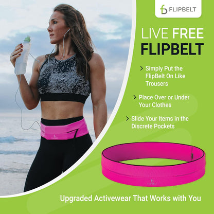 FlipBelt Classic Running Belt, Running Fanny Pack for Women and Men, USA Company