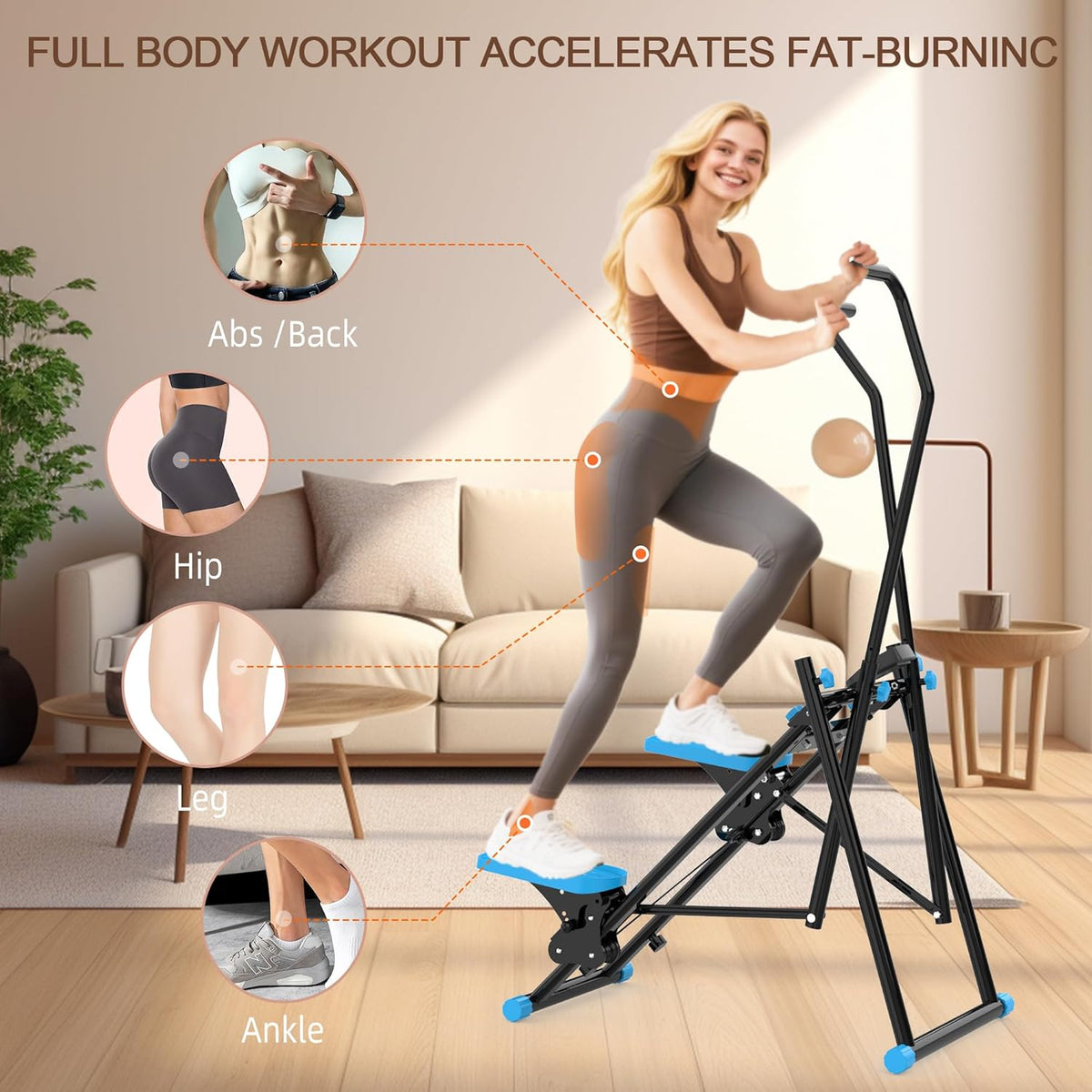 Stair Stepper for Home Gym, Vertical Stair Climber Cardio Exercise Machine for Full-Body Workout,Steppers for Exercise at Home Adjustable Handlebar & Pedals with 330LBS Loading Capacity