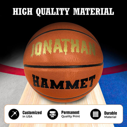 HAMMET Personalized Basketball - Customized Indoor and Outdoor Basketball with Your Name or Text - Ideal Gift for Son, Daughter, Boy or Girl