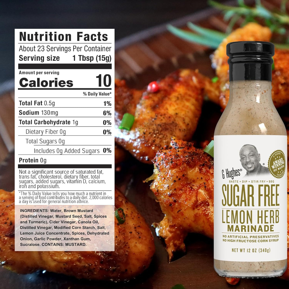 G Hughes Sugar Free, Assorted Marinades - Gluten Free, Sugar Free Sauces and Marinades Gift Sets, Marinades for Meats, (1) Lemon Herb 12oz bottle (1) Teriyaki 13oz bottle & (1) Orange Ginger 13oz