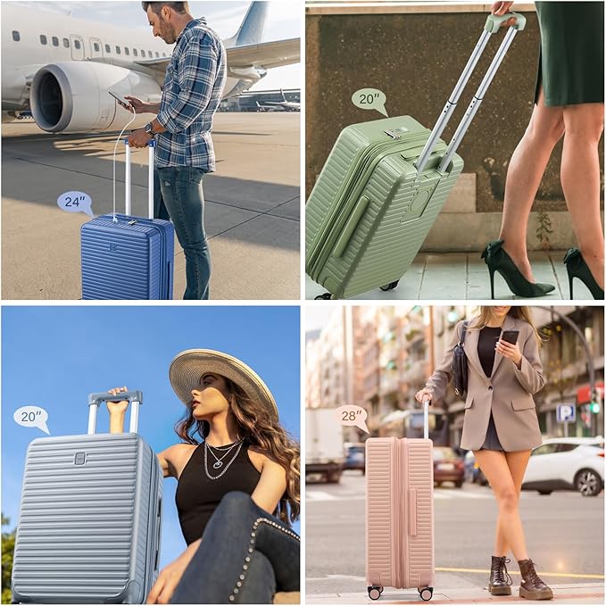 Hard Shell Suitcases Expandable Luggage 28 Inch, Large Checked Luggage Check In Travel Luggage with Spinner Wheels Cup Holder Charger Built in Lightweight Suitcase, Pink