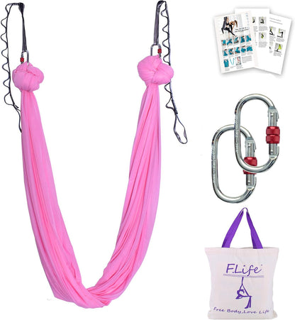 F.Life Aerial Silk Yoga Hammock & Swing for yoga Inversion,Strength training,starter hardware kit