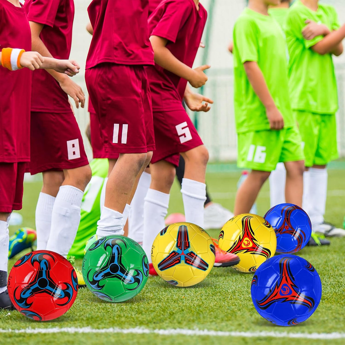 12 Pcs Soccer Balls for Teen Adult Bulk Deflated Soccer Ball with Pump Size 5 Indoor Outdoor Training Practice for School Sports Game Birthday Gifts Party Back to School