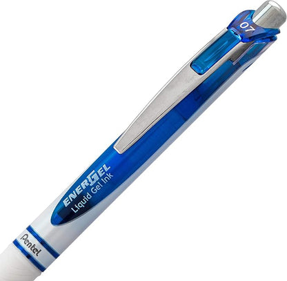 Pentel EnerGel RTX Pearl Retractable Liquid Gel Pen, (0.7mm) Medium Line, Needle Tip, Blue Ink, 12 pack (BLN77PW-C)