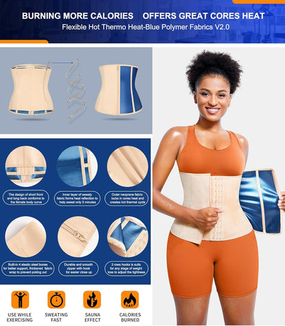 TrainingGirl Waist Trainer for Women Lower Belly Waist Trimmer Corset Tummy Wrap Workout Sweat Belt Band Sports Sauna Suit