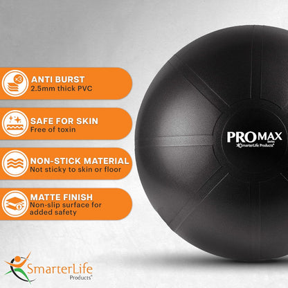 SmarterLife PRO MAX Workout Exercise Ball for Fitness, Yoga, Balance, Stability, or Birth Ball for Pregnancy and Labor, Great as Yoga Ball Chair for Office or Home Gym Equipment