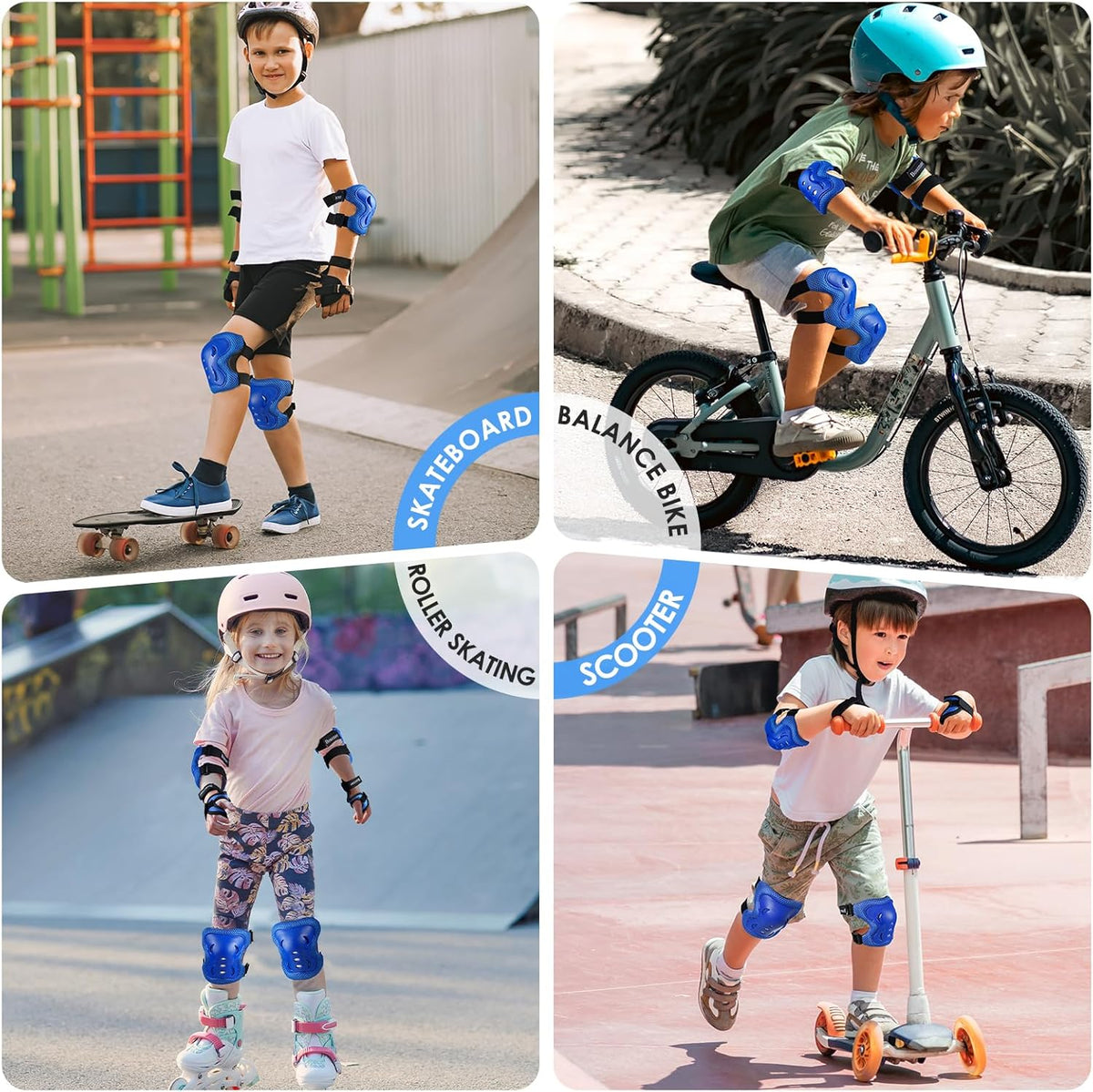 BOSONER Kids/Youth Knee Pad Elbow Pads Guards Protective Gear Set for Roller Skates Cycling BMX Bike Skateboard Inline Skatings Scooter Riding Sports