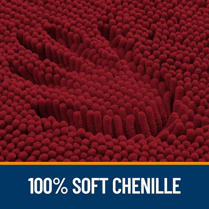 OLANLY Bathroom Rugs 32x20, Extra Soft Absorbent Chenille Bath Rugs, Rubber Backing Quick Dry, Machine Washable Bath Mats for Bathroom Floor, Tub and Shower, Home Decor Accessories, Red