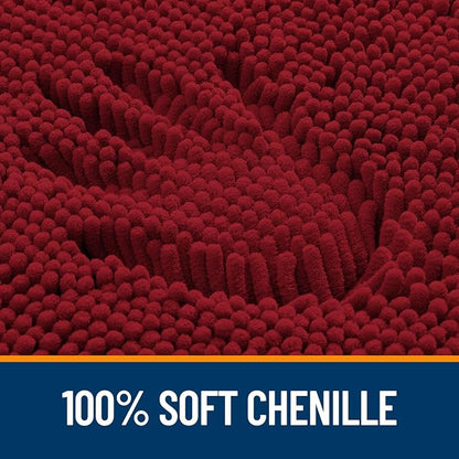 OLANLY Large Bathroom Rugs 50x30, Extra Soft Absorbent Chenille Bath Rugs, Rubber Backing Quick Dry, Machine Washable Bath Mats for Bathroom Floor, Tub and Shower, Home Decor Accessories, Red