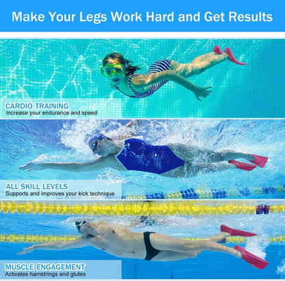 Gintenco Swim Fins, Kids Swim Training Fins for Lap Swimming, Travel Size Flippers with Mesh Bag, Silicone Swimming Fins for Kids Teens Adults Women Men