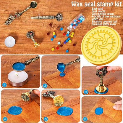 Aifeiter Quill Pen and Ink Set With Quill and 5 Replaceable Nibs,Seal Stamp,Spoon,Wax Beads,White Wax,Pen Holder, Cup,Envelope,Letter Paper,Envelope Tool(purple)