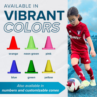 LVL10 Pro Training Cones - 6" Soccer Training Cones for Sports - for Basketball, Football, Basketball and Agility Drills - Soccer Field Markers That Won't Crack, Slide or Fly