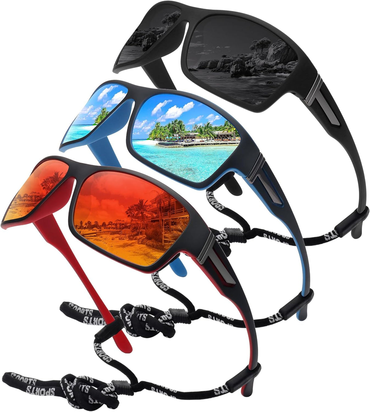 STORYCOAST Polarized Sports Sunglasses for Men Women Unbreakable Frame Cycling Fishing Driving