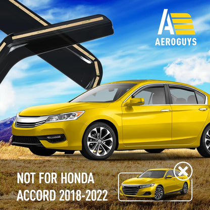 Extra Durable Window Deflectors in-Channel Window Visors Rain Guards Fit for Honda Accord 2013-2017 Sedan, Sun Visors, Wind Vent for Shades, Exterior Car Accessories - 4pcs. AG0749