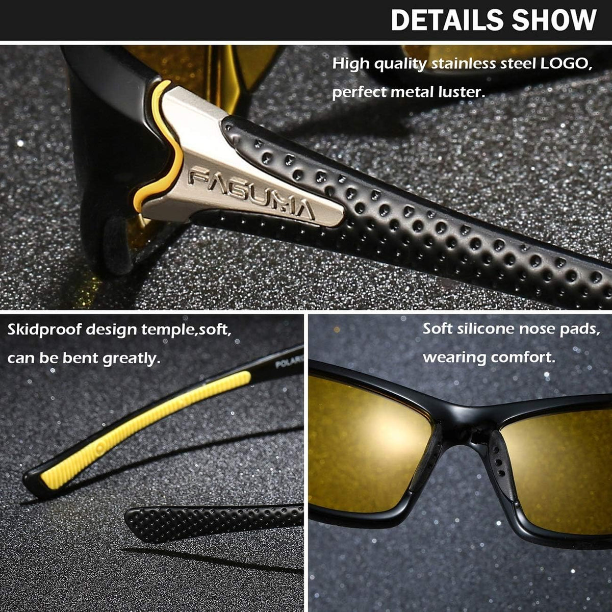 FAGUMA Sports Polarized Sunglasses For Men Cycling Driving Fishing UV400 Protection
