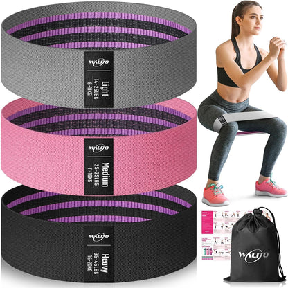 WALITO Resistance Bands for Working Out, Fabric Exercise Bands for Legs and Butt, Workout Bands for Women and Men, Booty Band for Yoga Starter Set, Pilates, Rehab, Fitness and Home Workout