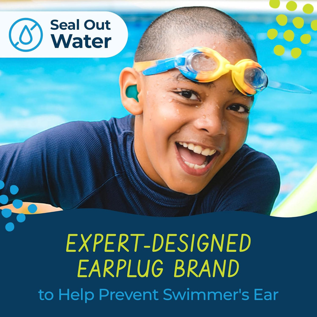 Earvolution Floating Putty Buddies Ear Plugs for Swimming - Invented by an Ear Physician - Moldable, Premium, Silicone - Floats on Water - Waterproof - Made in The USA - 3 Pack - Blue/Yellow/Green