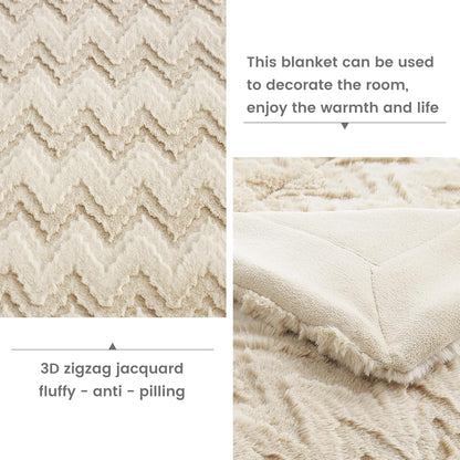 Cozy Bliss Faux Fur Throw Blanket for Couch - Soft Fuzzy Cozy Throw Gift Blankets for Women,Beige Boho Blanket for Sofa Bedroom Living Room.50 * 60 Inches