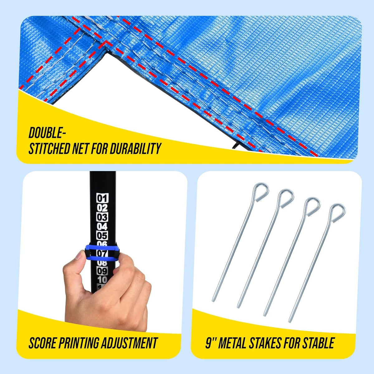 Outdoor Portable Volleyball Net Set System for Backyard - Quick & Easy Setup Adjustable Height Poles, PU Volleyball, Pump and Carrying Bag