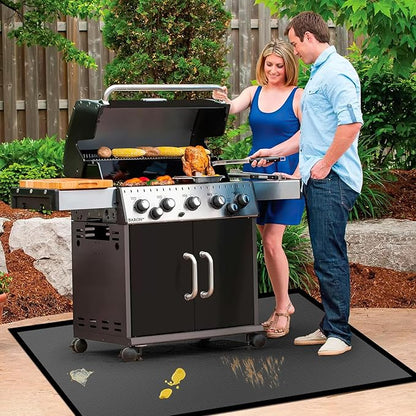 36 x 30 inches Under Grill Mat/Grill Mat for Deck, 4 Layers Under Grill Floor Mats to Protect Deck, BBQ Mat for Under BBQ Fireproof Mat Deck Patio Protect Mat Waterproof Oil-Proof Reusable