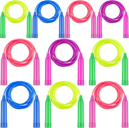 Elcoho 10 Pack Colorful Kids Jump Rope Set Adjustable Plastic Kids Jump Rope Skipping Rope Outdoor Jump Ropes Great Party Favor