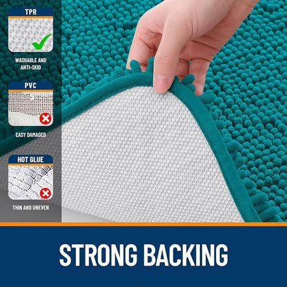 OLANLY Large Bathroom Rugs 70x46, Extra Soft Absorbent Chenille Bath Rugs, Rubber Backing Quick Dry, Machine Washable Bath Mats for Bathroom Floor, Tub and Shower, Home Decor Accessories, Deep Lake